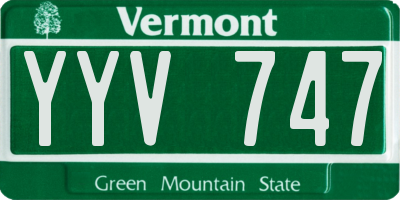 VT license plate YYV747