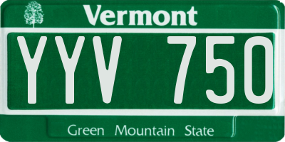 VT license plate YYV750
