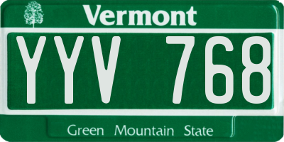 VT license plate YYV768