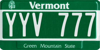 VT license plate YYV777