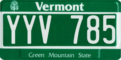 VT license plate YYV785