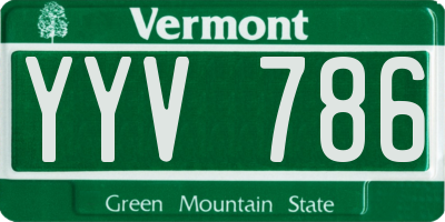 VT license plate YYV786