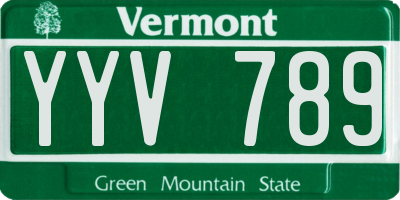 VT license plate YYV789
