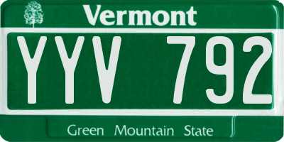 VT license plate YYV792