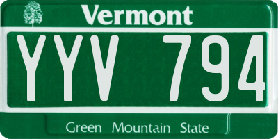 VT license plate YYV794