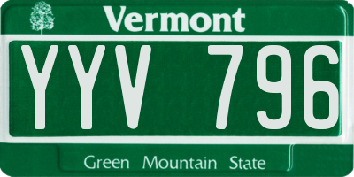 VT license plate YYV796