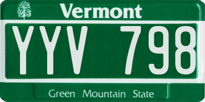 VT license plate YYV798