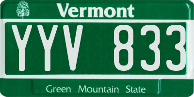 VT license plate YYV833