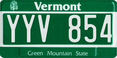 VT license plate YYV854