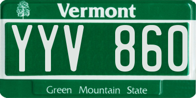 VT license plate YYV860