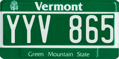 VT license plate YYV865