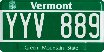 VT license plate YYV889