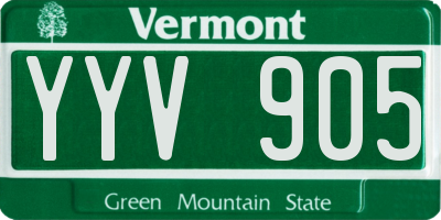 VT license plate YYV905