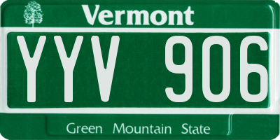 VT license plate YYV906