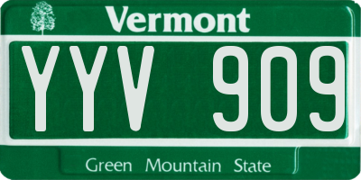 VT license plate YYV909