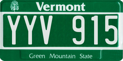 VT license plate YYV915