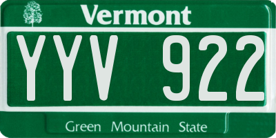 VT license plate YYV922