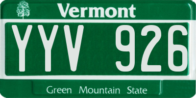 VT license plate YYV926