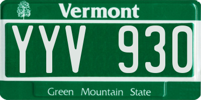 VT license plate YYV930