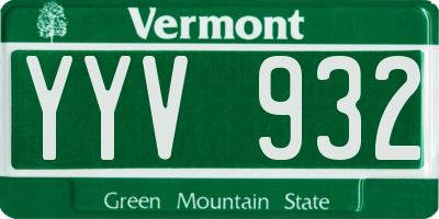 VT license plate YYV932