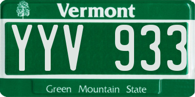 VT license plate YYV933