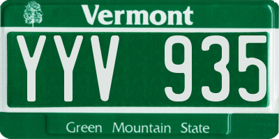VT license plate YYV935