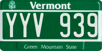 VT license plate YYV939