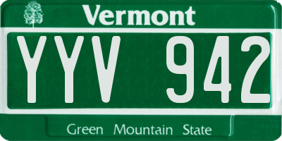 VT license plate YYV942
