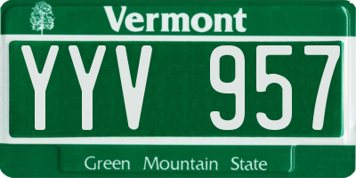 VT license plate YYV957