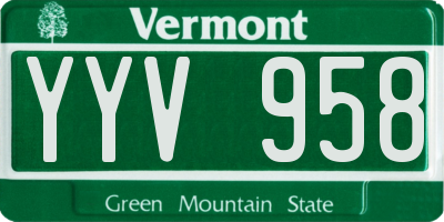 VT license plate YYV958
