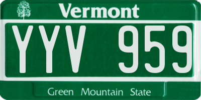 VT license plate YYV959