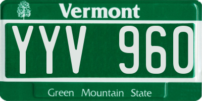 VT license plate YYV960