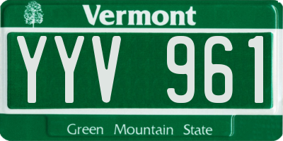 VT license plate YYV961