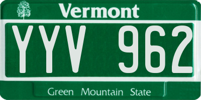 VT license plate YYV962