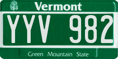 VT license plate YYV982