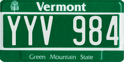 VT license plate YYV984