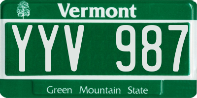 VT license plate YYV987