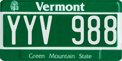 VT license plate YYV988