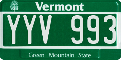 VT license plate YYV993