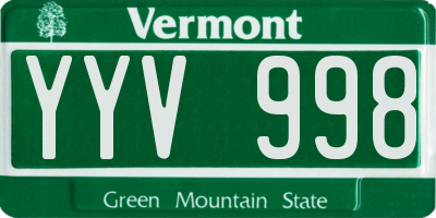 VT license plate YYV998