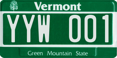 VT license plate YYW001