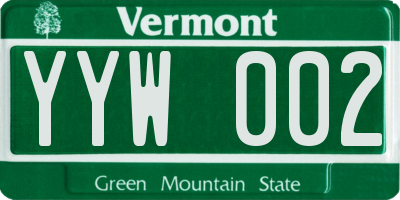 VT license plate YYW002