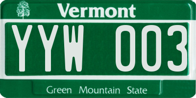 VT license plate YYW003