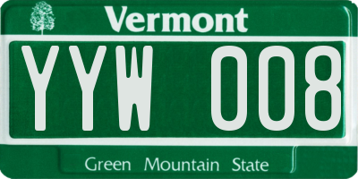 VT license plate YYW008