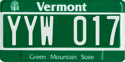 VT license plate YYW017