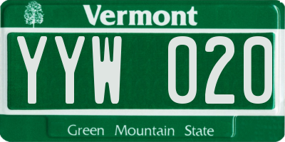 VT license plate YYW020