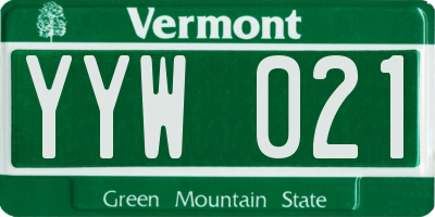 VT license plate YYW021