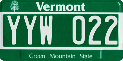 VT license plate YYW022