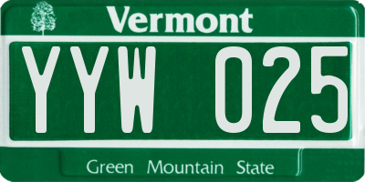 VT license plate YYW025