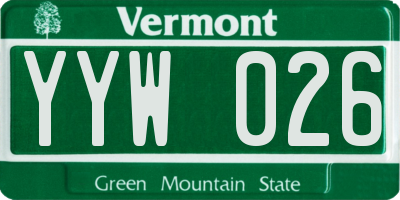 VT license plate YYW026